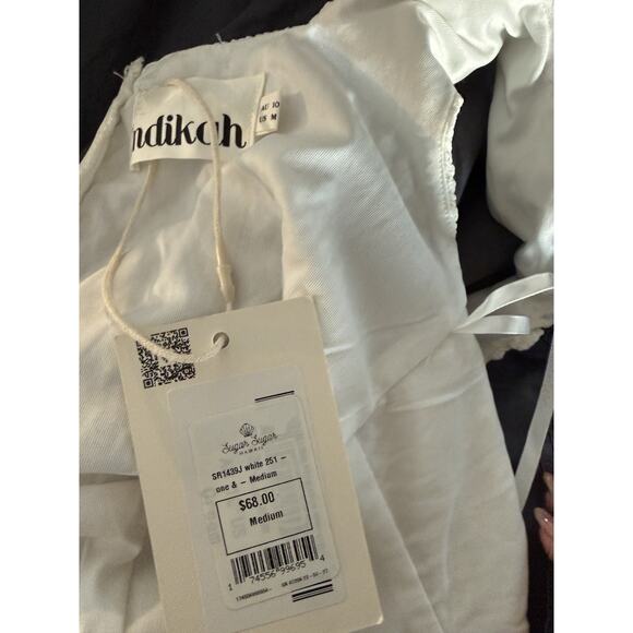 NWT Indikah Crinkle White Bodycon Dress Cut Out Top Maxi Medium - Picture 12 of 12